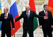 Владимир Путин, Александр Лукашенко и Петр Порошенко на встрече в Минске Владимир Путин, Александр Лукашенко и Петр Порошенко на встрече в Минске