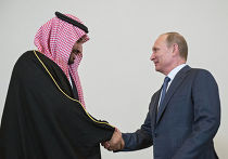 Президент России Владимир Путин (справа) и преемник Наследного принца, министр обороны Саудовской Аравии Мухаммед Бен Сальман Президент России Владимир Путин (справа) и преемник Наследного принца, министр обороны Саудовской Аравии Мухаммед Бен Сальман