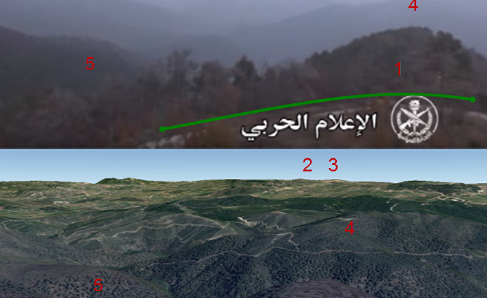 Вышка Syriatel на кадре из ивдеорепортажа и на снимках Google Earth и Wikimapia