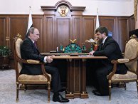 25 марта 2016. Президент России Владимир Путин и глава Чечни Рамзан Кадыров во время встречи в Кремле 25 марта 2016. Президент России Владимир Путин и глава Чечни Рамзан Кадыров во время встречи в Кремле