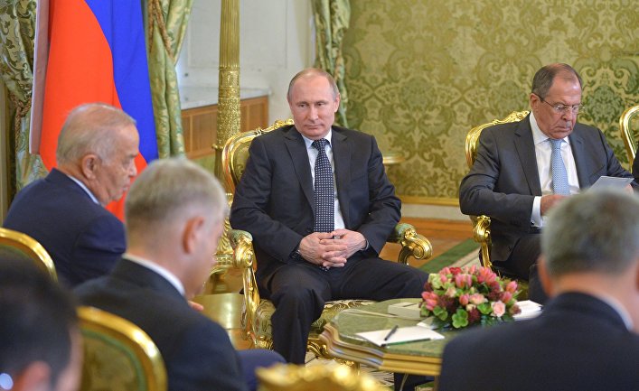 Президент России Владимир Путин и президент Узбекистана Ислам Каримов