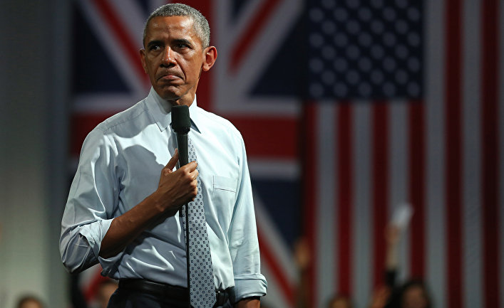 Барак Обама во время выступления о последствиях выхода Великобритания из ЕС в Лондоне Барак Обама во время выступления о последствиях выхода Великобритания из ЕС в Лондоне