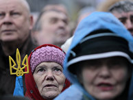 Участники протестов на Площади Независимости в Киеве