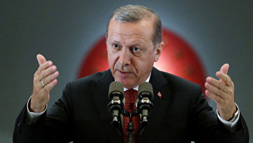 Президент Турции Тайип Эрдоган выступает с речью в Анкаре