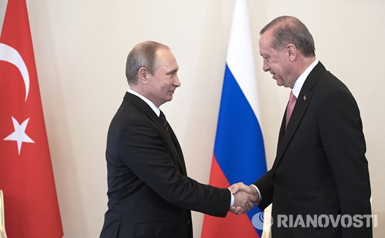 Встреча президентов России и Турции В. Путина и Р. Эрдогана в Санкт-Петербурге