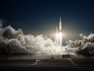 Иллюстрация старта ракеты Falcon Heavy компании SpaceX Иллюстрация старта ракеты Falcon Heavy компании SpaceX