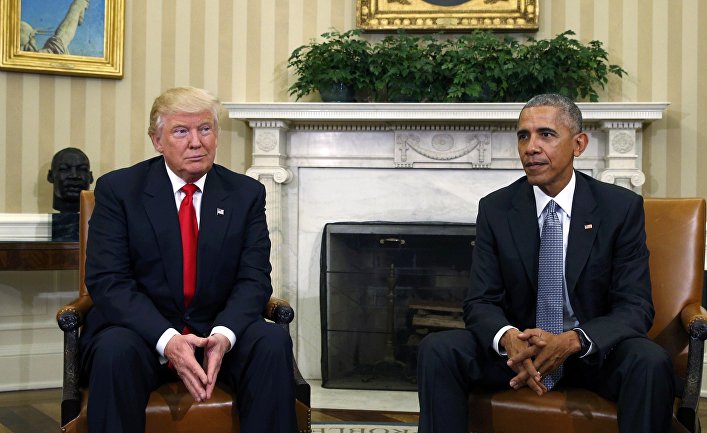 Дональд Трамп на встрече с президентом США Бараком Обамой в Белом доме