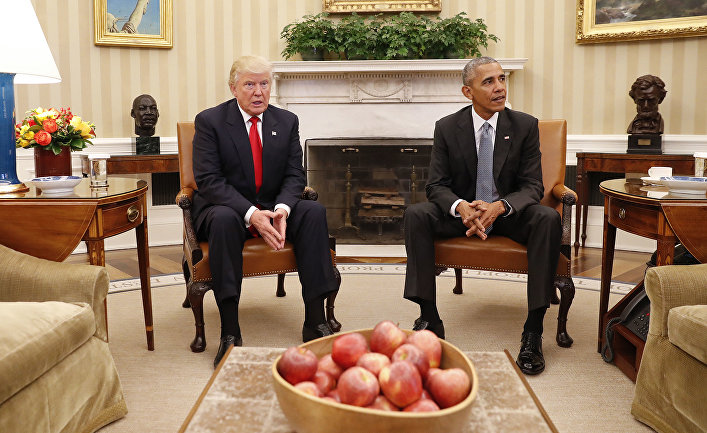 Дональд Трамп на встрече с президентом США Бараком Обамой в Белом доме