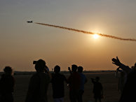 Посетители Iran Air Show 2016 наблюдают за выступлением латвийской пилотажной группы Baltic Bees Посетители Iran Air Show 2016 наблюдают за выступлением латвийской пилотажной группы Baltic Bees
