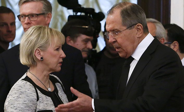 Министр иностранных дел России Сергей Лавров и Министр иностранных дел Швеции Маргот Валльстрём