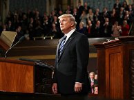 Президент США Дональд Трамп во время выступления в Конгрессе США. 28 февраля 2017 года Президент США Дональд Трамп во время выступления в Конгрессе США. 28 февраля 2017 года