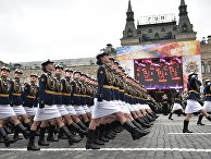 Военнослужащие во время военного парада в Москве. 9 мая 2017