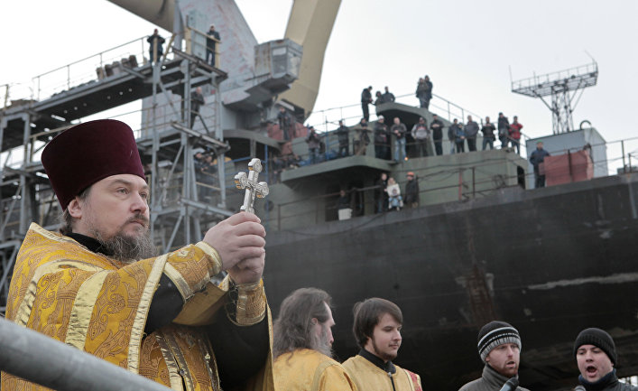 Спуск на воду головного фрегата ВМФ РФ «Адмирал флота Сергей Горшков»