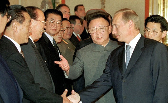 Северокорейский лидер Ким Чен Ир и президент России Владимир Путин