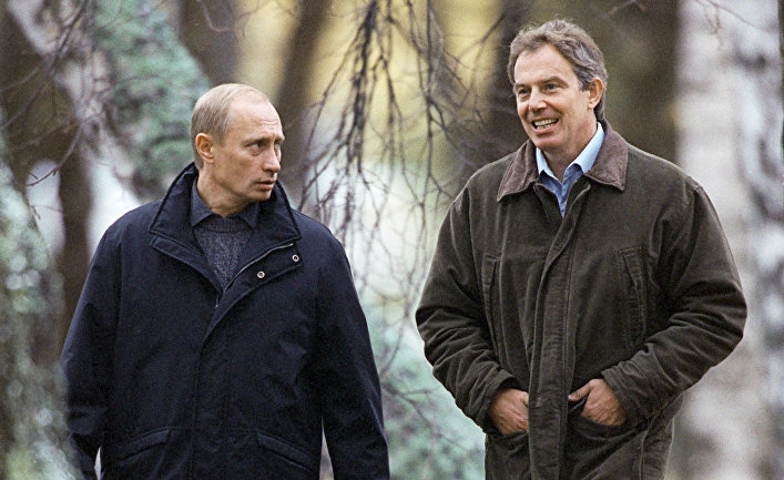 Президент РФ Владимир Путин и премьер-министр Великобритании Тони Блэр