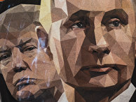 Портреты президентов США и России Дональда Трампа и Владимира Путина на футболках Портреты президентов США и России Дональда Трампа и Владимира Путина на футболках