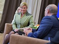 Президент Республики Хорватия Колинда Грабар-Китарович во время встречи с Владимром Путиным. 18 октября 2017