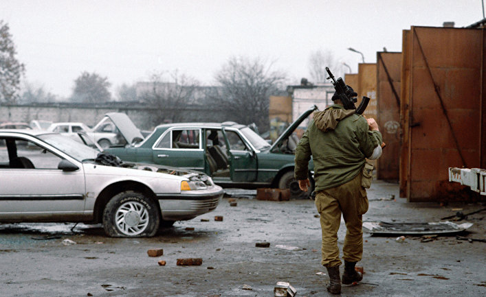 Бойцы войска МВД РФ в городе Грозный, 1995 год