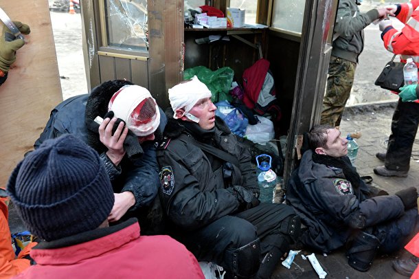 Пострадавшие полицейские в ходе беспорядков в Киеве Пострадавшие полицейские в ходе беспорядков в Киеве
