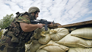 Грузинские военнослужащие в районе конфликта между Грузией и Южной Осетией