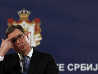 Президент Сербии Александр Вучич во время пресс-конференции после смерти косовского сербского политика Оливера Ивановича. 16 января 2018 Президент Сербии Александр Вучич во время пресс-конференции после смерти косовского сербского политика Оливера Ивановича. 16 января 2018
