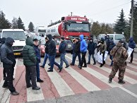 Участники акции протеста на границе между Украиной и Польшей. 10 января 2018