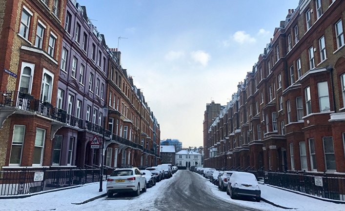 Снег, выпавший на улицах Лондона. 28 февраля 2018