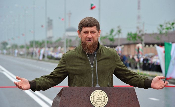Глава Чеченской Республики Рамзан Кадыров на церемонии открытии высотного комплекса «Шали сити» в городе Шали