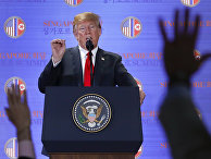 Президент США Дональд Трамп на пресс-конференции, посвещенной итогам саммита в Сингапуре. 12 июня 2018