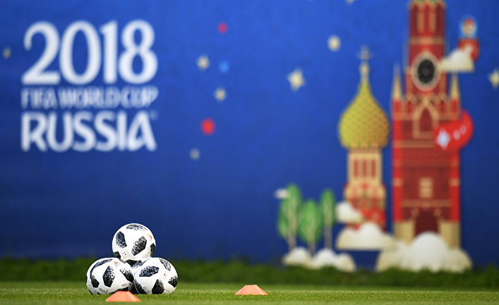 Во время тренировки игроков сборной Ирана перед матчами чемпионата мира по футболу 2018