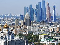 Вид на кафедральный собор Храма Христа Спасителя, здания министерства иностранных дел РФ на Смоленской-Сенной площади и Московский международный деловой центр "Москва-Сити". Вид на кафедральный собор Храма Христа Спасителя, здания министерства иностранных дел РФ на Смоленской-Сенной площади и Московский международный деловой центр "Москва-Сити".