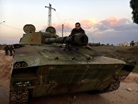 Военная техника Сирийской арабской армии на территории освобожденного населенного пункта Осман в провинции Дераа