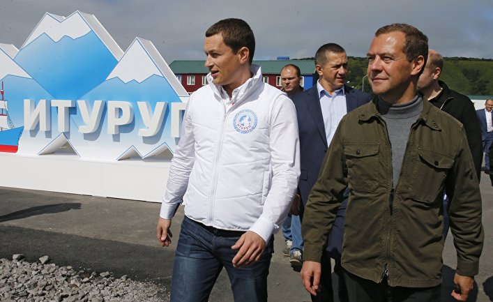 Рабочая поездка премьер-министра РФ Д.Медведева в ДФО. Остров Итуруп