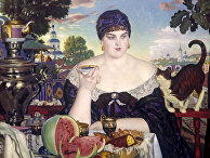 Борис Михайлович Кустодиев (1878–1927). "Купчиха за чаем", 1918 год Борис Михайлович Кустодиев (1878–1927). "Купчиха за чаем", 1918 год