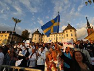 Сторонники партии демократов Швеции в Стокгольме Сторонники партии демократов Швеции в Стокгольме