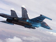 Истребитель-бомбардировщик Су-34 во время нанесения авиаударов в провинциях Ракка и Алеппо Истребитель-бомбардировщик Су-34 во время нанесения авиаударов в провинциях Ракка и Алеппо
