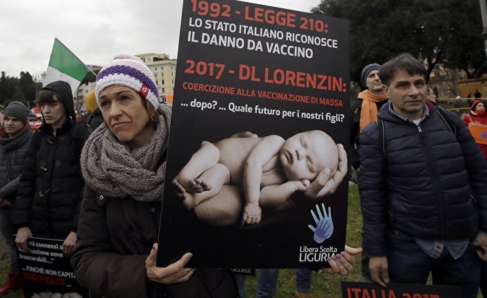 Протесты против обязательных прививок в Италии