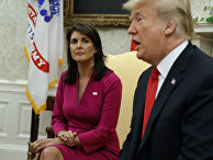 Президент Дональд Трамп выступает во время встречи с уходящим представителем США в ООН Никки Хейли в Вашингтоне Президент Дональд Трамп выступает во время встречи с уходящим представителем США в ООН Никки Хейли в Вашингтоне
