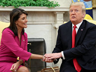 Постпред США при ООН Никки Хейли и президент США Дональд Трамп во время встречи в Вашингтоне Постпред США при ООН Никки Хейли и президент США Дональд Трамп во время встречи в Вашингтоне