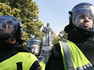 Сотрудники правоохранительных органов Украины у памятника генералу Ватутину в Киеве. 14 октября 2018