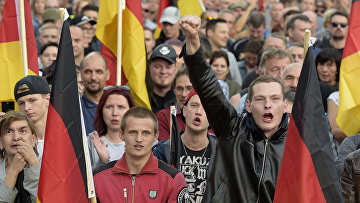 Акция протеста против мигрантов в Хемнице, Германия