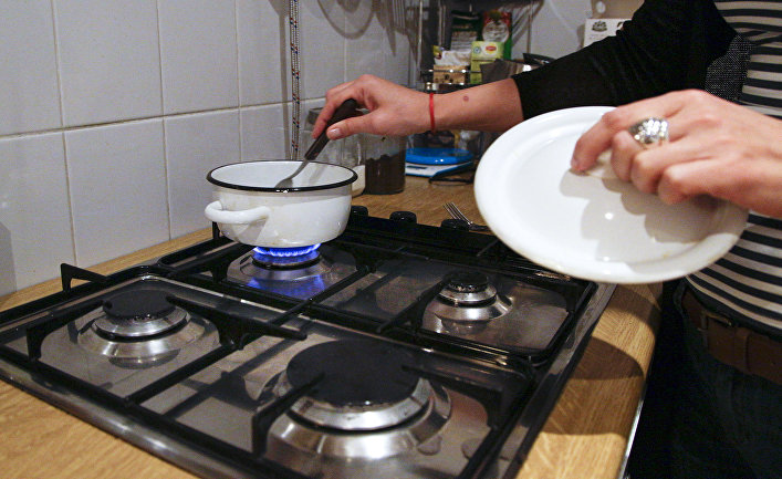 Готовка на газовой плите в Клайпеде, Литва