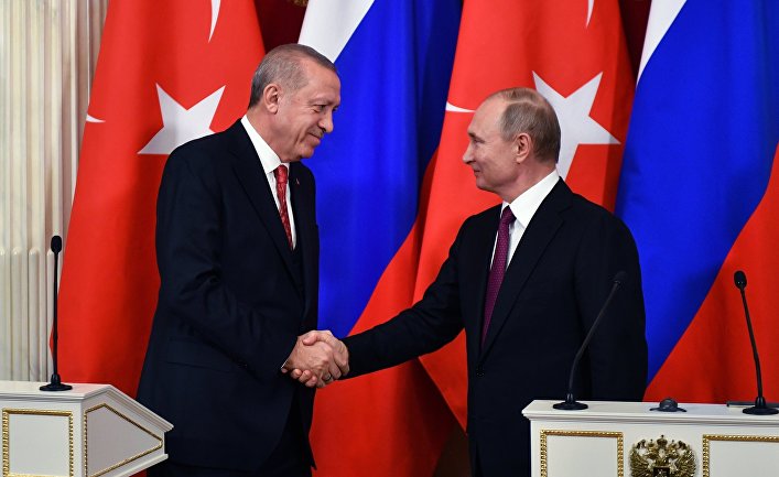 Встреча президента РФ В. Путина с президентом Турции Р. Т. Эрдоганом