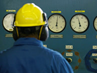 Рабочий в распределительном пункте газовой компании PGNiG в Рембельщизне, Польша Рабочий в распределительном пункте газовой компании PGNiG в Рембельщизне, Польша