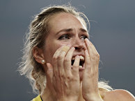 Спортсменка из Австралии Келси-ли Барбер на чемпионате мира по легкой атлетике в Дохе Спортсменка из Австралии Келси-ли Барбер на чемпионате мира по легкой атлетике в Дохе