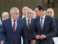 15 сентября 2019 года. Президент Сирии Башар Асад и специальный представитель РФ по Сирии Александр Лаврентьев во время встеречи в Дамаске 15 сентября 2019 года. Президент Сирии Башар Асад и специальный представитель РФ по Сирии Александр Лаврентьев во время встеречи в Дамаске