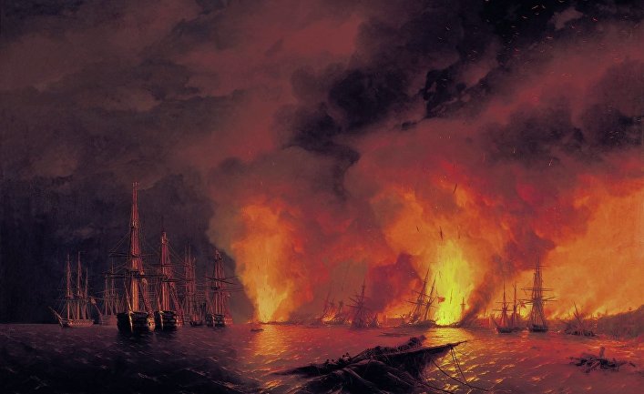 И. К. Айвазовский «Синоп. Ночь после боя 18 ноября 1853 года»