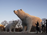 Фигуры белых медведей в в Центральном парке культуры и отдыха имени Горького в Москве Фигуры белых медведей в в Центральном парке культуры и отдыха имени Горького в Москве
