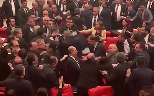 Fists Fly As Lawmakers Brawl In Turkish Parliament | NBC News Fists Fly As Lawmakers Brawl In Turkish Parliament | NBC News