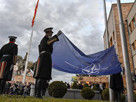 Церемония перед зданием парламента в Скопье, Северная Македония Церемония перед зданием парламента в Скопье, Северная Македония